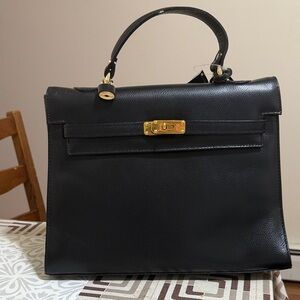 Elegant Black Leather Satchel